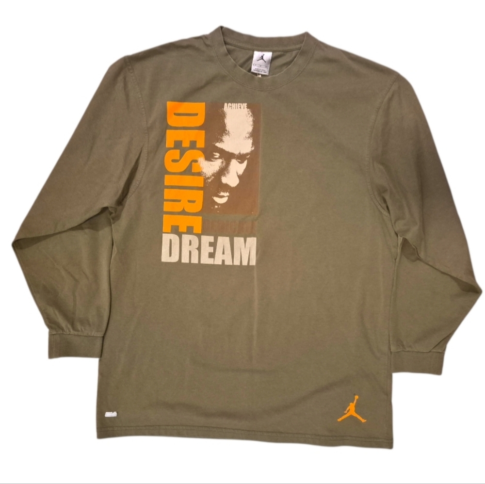 Vintage Jordan Long Sleeve Shirt - Olive Green - "Desire Dream"